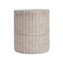 Elegant Outdoor / Indoor Lightweight Concrete Side Table With Travertine - Beige