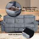 Zubaida - Two Tone Velvet Recliner Sofa With USB Port Drop Down Table