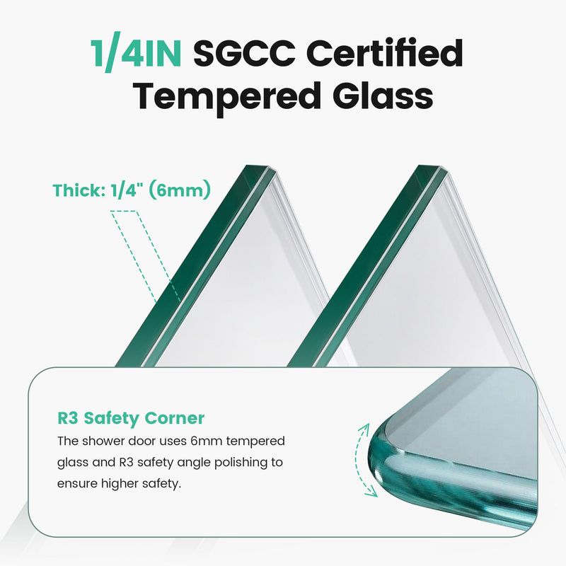 56" -60" W*58" H Semi-Frameless Double Sliding Tub Door, Bypass Bathtub Shower, 1 / 4" (6Mm) Thick SGCC Tempered Glass Door - Chrome