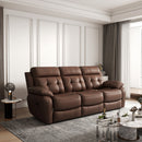 Genuine Leather Non Power Reclining Sofa With Drop Down Table, Stainless Steel Cupholders And Magazine Bag