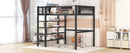 Twin Size Metal Loft Bed with 4-Tier Shelves and Storage, Black