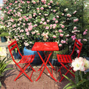 3 Piece Patio Bistro Set Of Foldable Square Table And Chairs