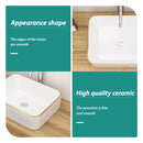 Modern European Style Ceramic Rectangular Vessel Bathroom Sink