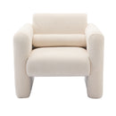 Modern Accent Chair Lambskin Sherpa Fabric Upholstered Comfy With Pillow