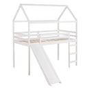 Twin Loft Bed with Slide, House Bed with Slide,White(OLD SKU :WF286245AAK)