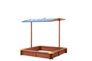 Kids Sandbox With Cover, Sand Box With Adjustable Canopy, Large Outdoor Cedar Sandpit For Backyard Play - Reddish Brown