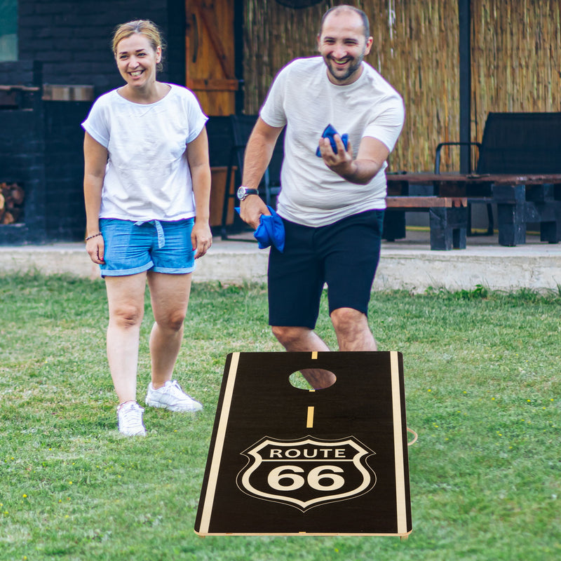 4X2 Ft Large Size Cornhole Board (Set of 2), Outdoor Game Board Set With 8 Bean Bags, Perfect For Lawn, Backyard, Beach, Park - Black / White