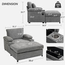Chenille Fabric Sofa Bed With Cupholders And USB Charging Ports Chair For Living Room