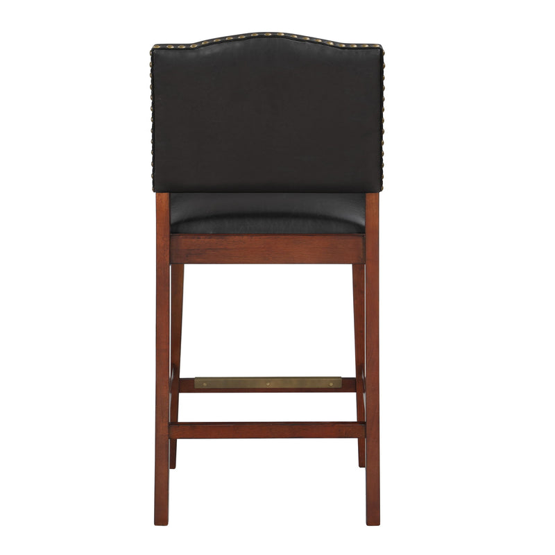 Danbers - Stationary Counter Stool With Nail Heads - Dark Brown