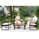 4 Piece Patio Furniture Set With Acacia Wood Table Top And Cushions