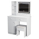 Fashion Vanity Desk With Mirror And Adjustable Lights, Makeup Table Set With 2 Drawers - White