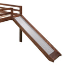 Full size Loft Bed Wood Bed with Slide, Stair and Chalkboard,Walnut（Old SKU:WF282116AAL）