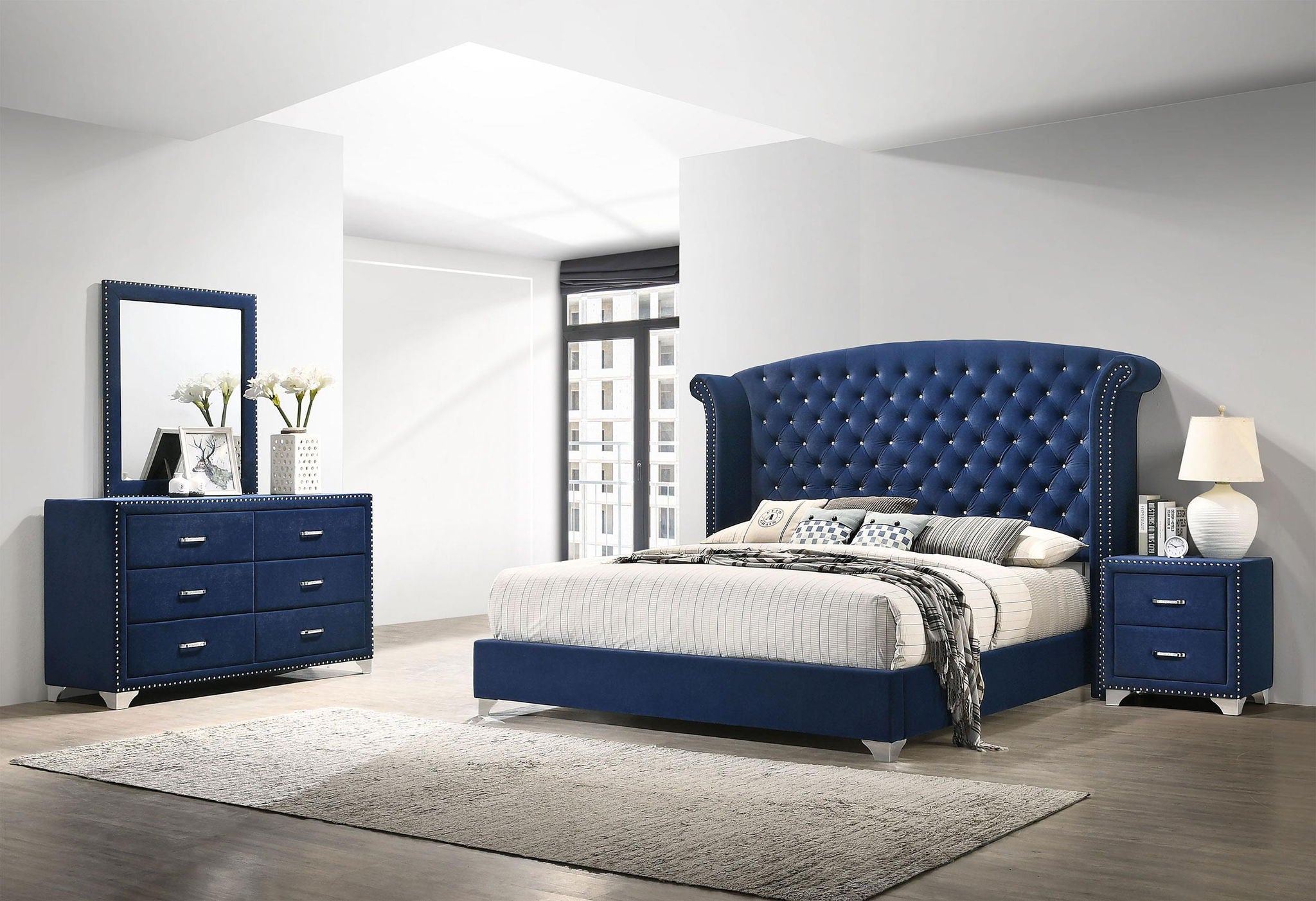 Melody 4-piece Eastern King Bedroom Set Pacific Blue