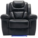 3 Pieces Recliner Sofa Sets Home Theater Seating Manual Recliner Chair With Center Console And LED Light Strip For Living Room