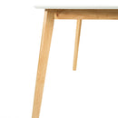 Dining Table With Splayed Rubberwood Legs & Faux Wood Tabletop, Mid Century Modern - White Oak