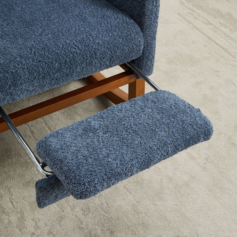 High Back Glider Rocking Chair With Retractable Footrest And Rubber Wood Legs