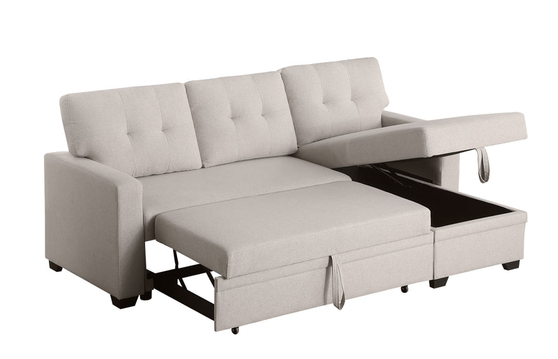 Upholstered Pull Out Sectional Sofa With Chaise