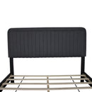 QUEEN SIZE UPHOLSTERED BED WITH ADJUSTABLE HEIGHT / MATTRESS 10 TO 14 INCHES / LED DESIGN WITH FOOTBOARD DRAWERS STORAGE / NO BOX SPRING REQUIRED DARK GRAY