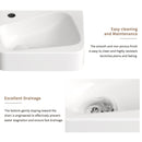 Wall Mounted Rectangle Vessel Sink With Faucet & Drain - Milk White