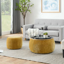 Round Storage Ottoman, 2 In 1 Function, End Table And Ottoman