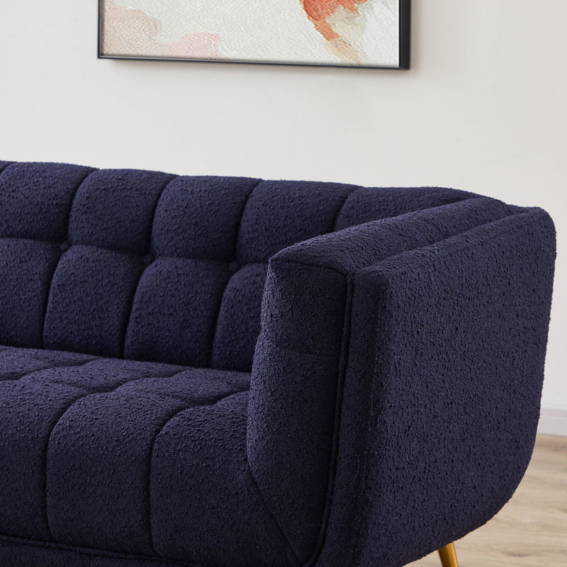 Addison - Mid Century Modern Tufted Sofa - Dark Blue