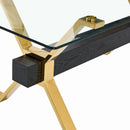 Modern Tempered Glass Dining Table With Metal Legs And Crossbars - Transparent