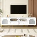 Retro TV Stand With 6 Metal Legs, 2 Cabinets, 4 Drawers And Anti-Tip Device
