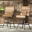 Outdoor Sling Counter Stool (Set of 2) With Aluminum Frame, All Weather - Dark Brown