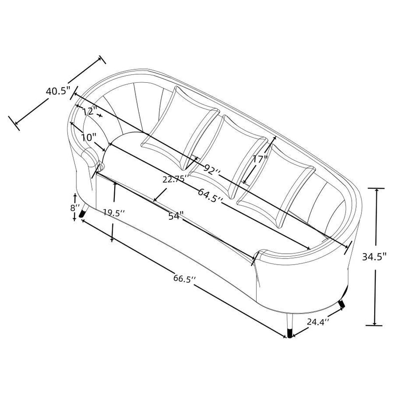 Ellorie - Upholstered Curved Sofa Set