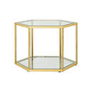 Modern Coffee Table With Double Layer Tempered Glass And Polygonal Design