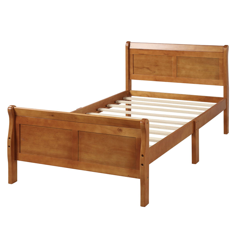 Twin Platform Bed Frame Mattress Foundation Sleigh Bed With Headboard / Footboard / Wood Slat Suppor