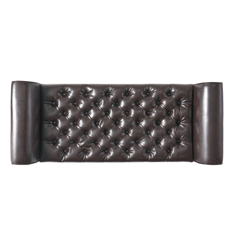 Hayes - Contemporary Armed Storage Bench With Button Tufting And Rolled Arms