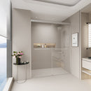 Double Sliding Shower Door, Semi-Frameless Bypass Bathroom Sliding Door With 1/4" (6 Mm) Tempered Glass For Walk-In Shower