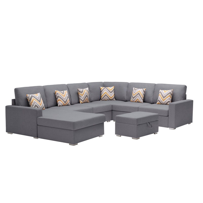 Nolan - 7 Piece Sectional Sofa With Pillows And Interchangeable Legs