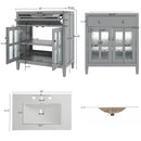 Bathroom Vanity With Ceramic Sink, Adjustable Shelf & Tip Out Tray