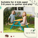 Outsunny - Kids Picnic Table Set With Wooden Table, Outdoor Bench Set With Seating For 4 Kids Ages 3-8 Years Old For Patio Garden, Easy Installation, Outdoor Indoor Use - Natural Wood