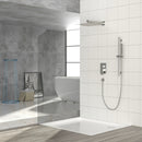 Wall Mounted Shower System With Adjustable Slide Bar And Rough In Valve, 12" Square Design - Brushed Nickel