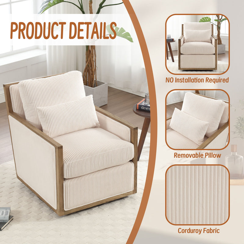 Comfy Accent Barrel Chair, 360 Degree Swivel