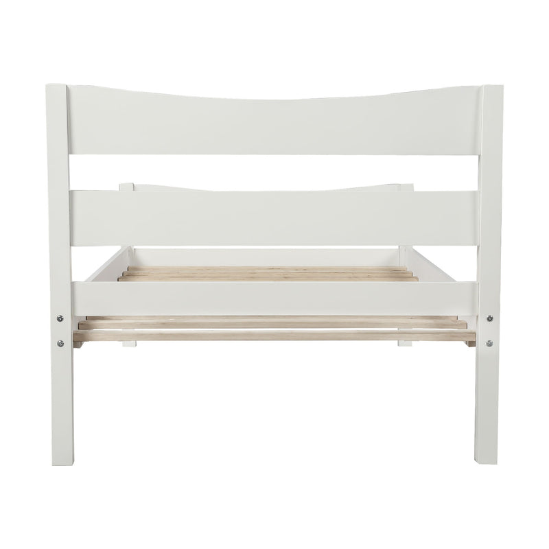 Twin Size Platform Bed With Headboard And Wooden Slat Support