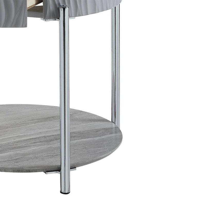 Yukino - End Table - Gray High & Chrome