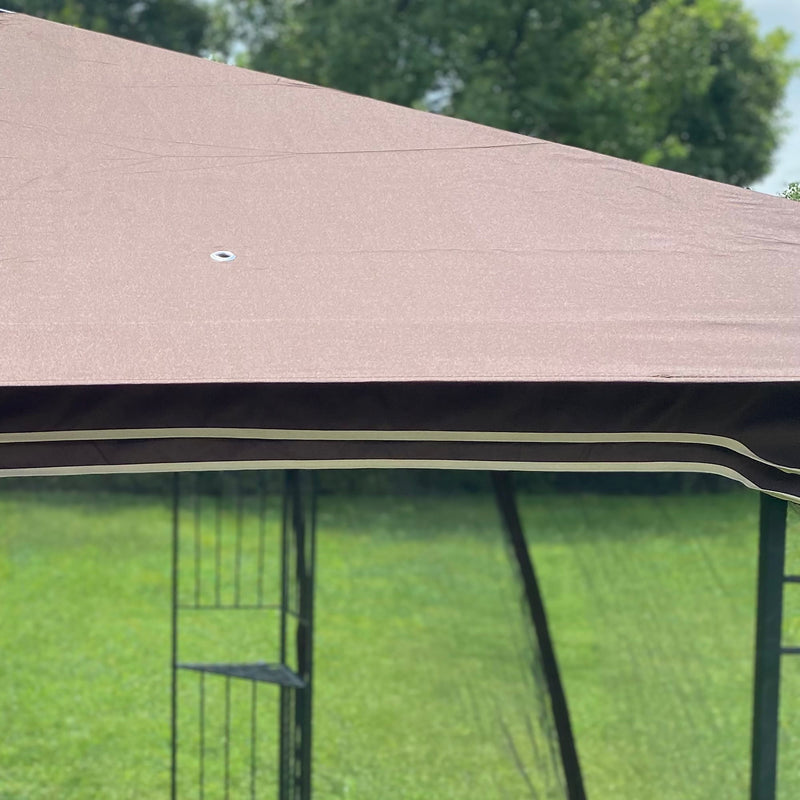 Patio Gazebo Tent With Ventilated Double Roof And Mosquito Net