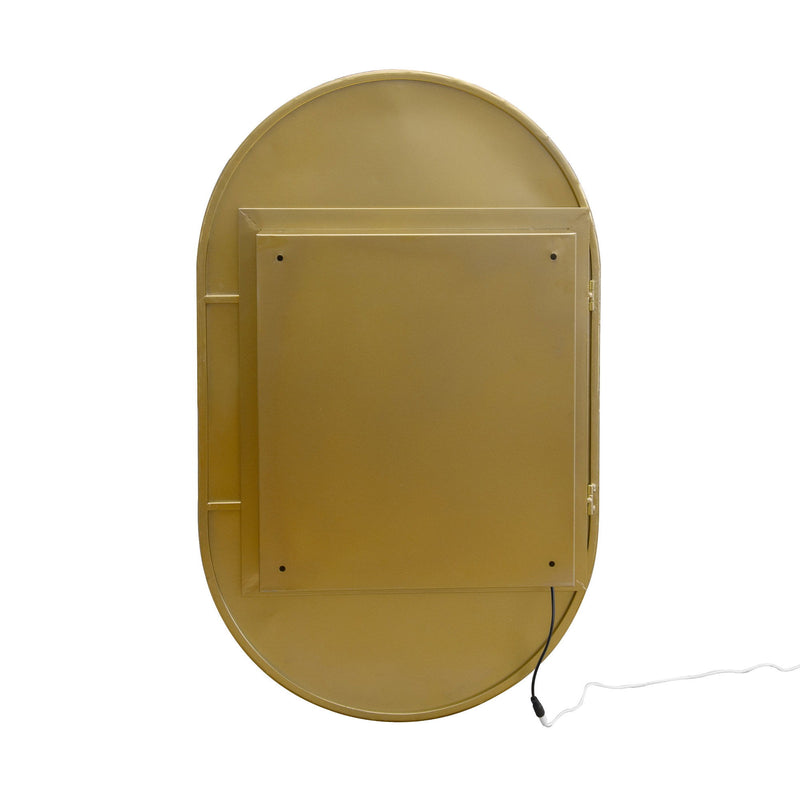 Oval Medicine Cabinet Mirror Bathroom Mirror With Storage Wall Mounted Medicine Mirror Cabinet With LED - Golden