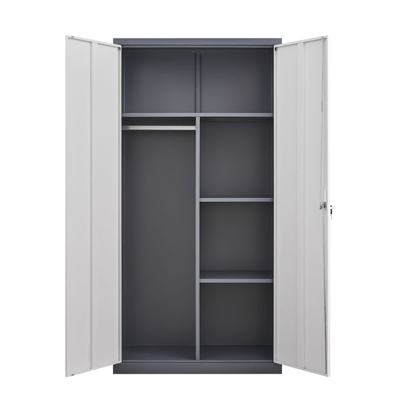 Large Capacity Wardrobe With Hanging Rod And Compartments