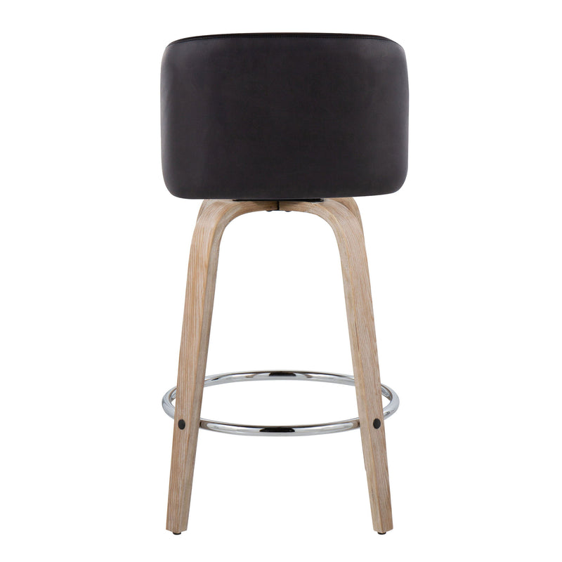 Toriano - Modern Design Fixed Height Counter Stool With Swivel With Round Footrest (Set of 2)