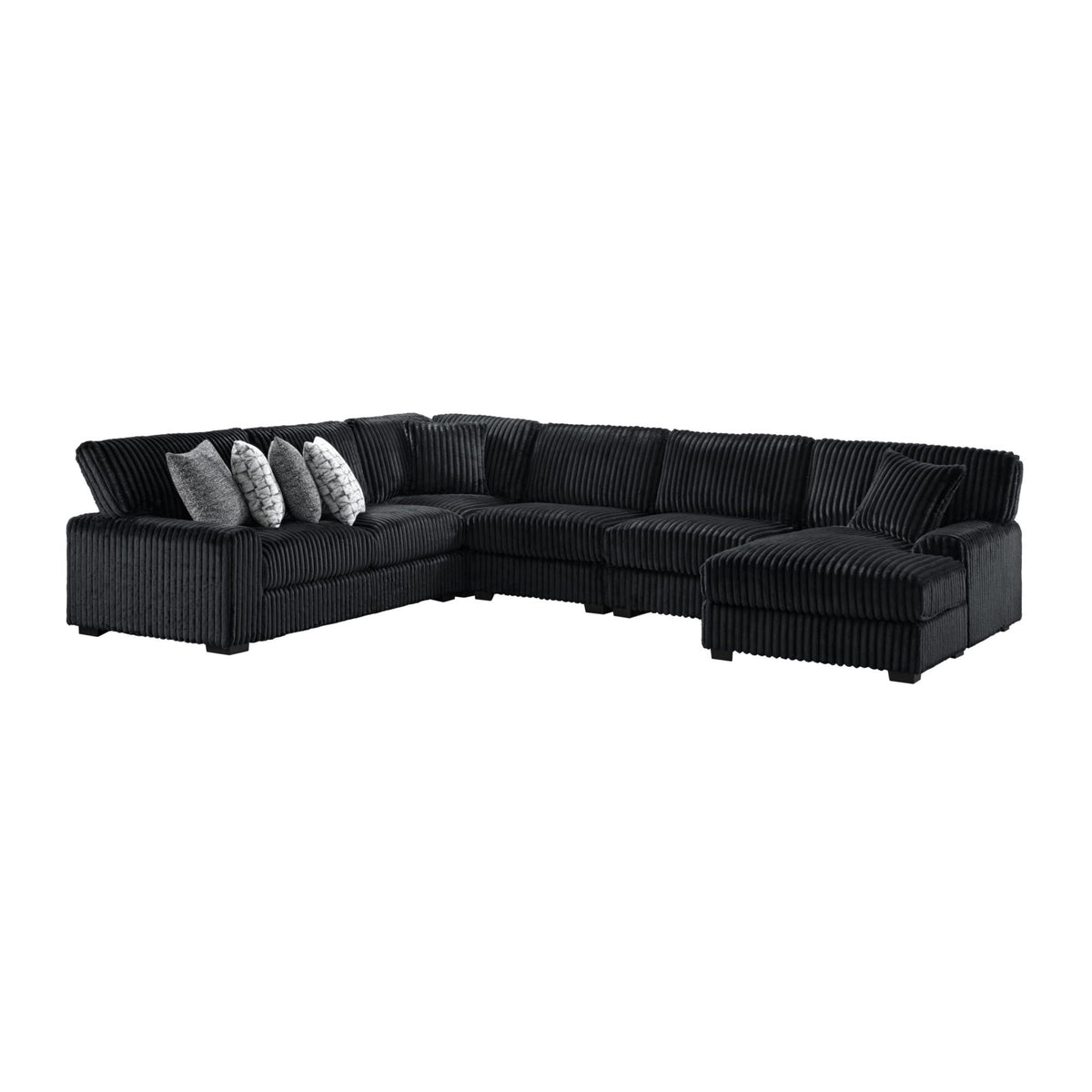 Nightfall Sectional Set With 1 Pillow in Black by Elements International, view 3