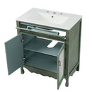 Bathroom Vanity With Rectangle Sink, Tip Out Tray - Antique Blue Green