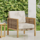 Maycen - Outdoor Club Chair With Wicker Accents - Teak