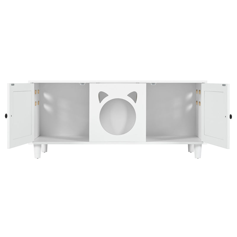 Furniture Style Cat Cabinet Cat Litter Box With Sisal Scratching Door - Cream White
