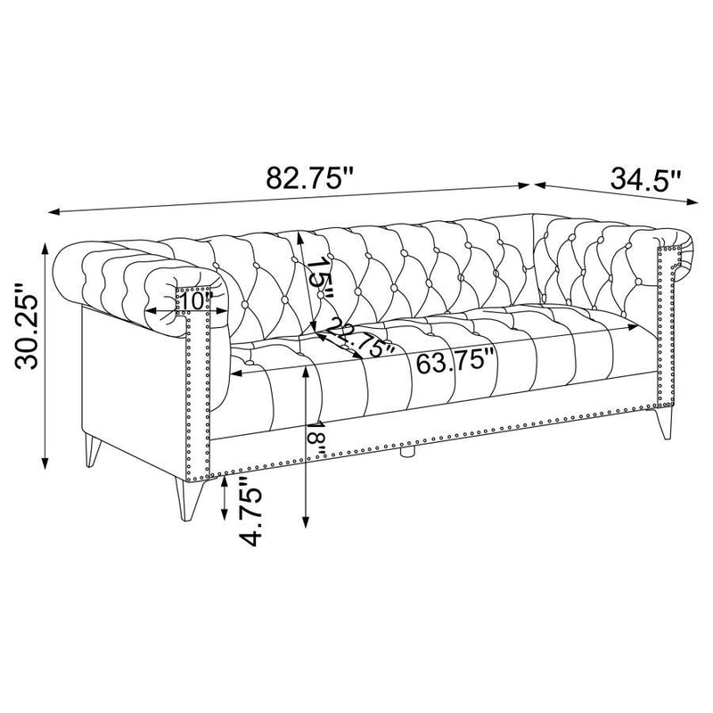 Bleker - Tufted Tuxedo Arm Sofa - Blue