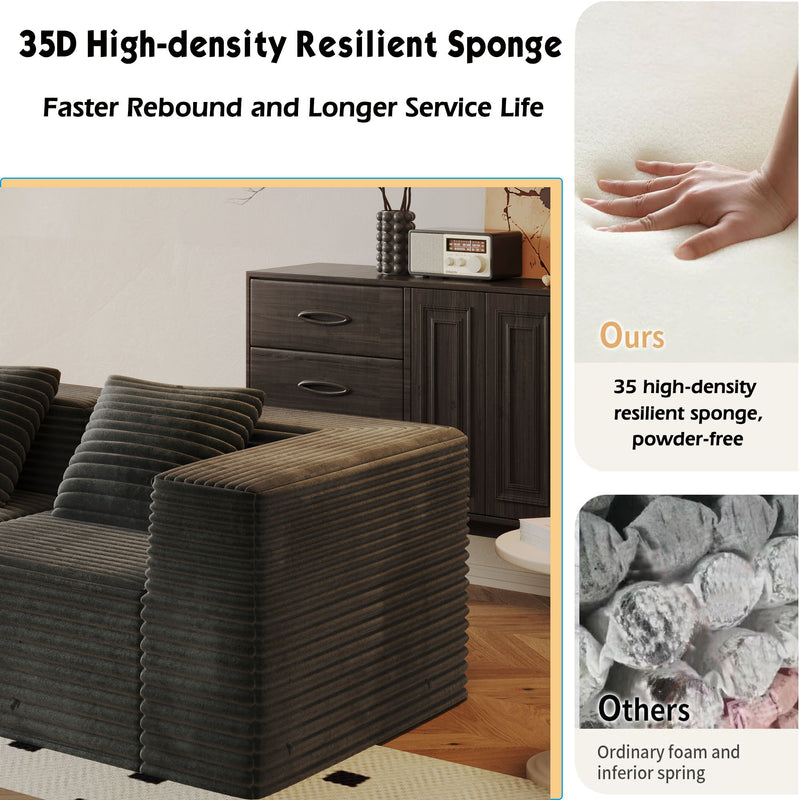 Compression Sofa With 2 Ottomans